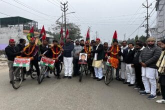 समाजवादी साइकिल यात्रा का भव्य स्वागत